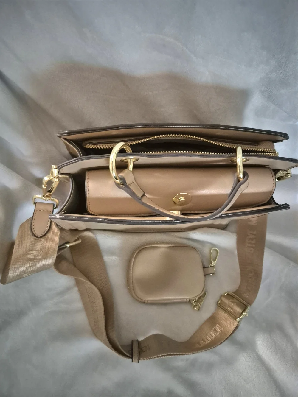 Steve Madden Blush Beige Crossbody Bag with Coin Pouch